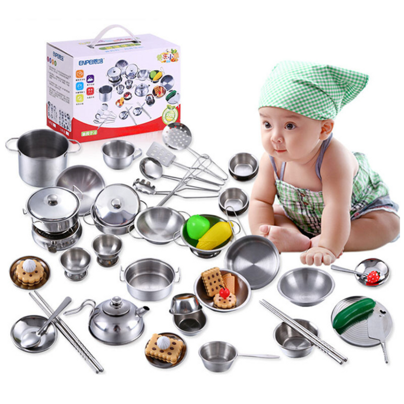 Conjunto de Utensílios de Cozinha Infantil em Aço Inox